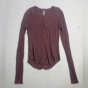 Free People Long Sleeve Henley Top - Dusty Rose